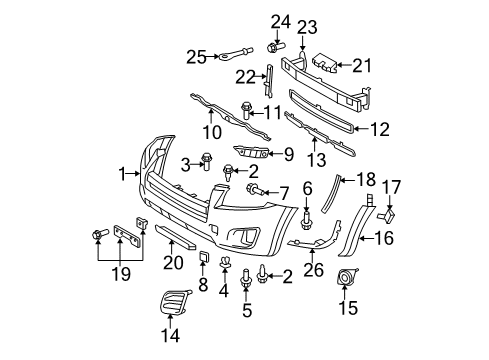 2009 Toyota RAV4 Bumper & Components - Front Diagram 2 - Thumbnail