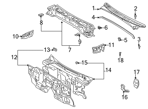1998 Toyota Tacoma Cab Cowl Diagram 2 - Thumbnail