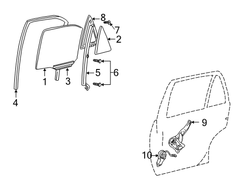 2004 Toyota Camry Glass - Rear Door Diagram 2 - Thumbnail