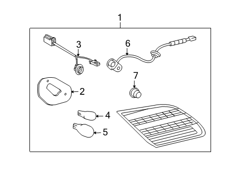 2005 Toyota Avalon Tail Lamp Assembly Gasket, Passenger Side Diagram for 81584-AC020