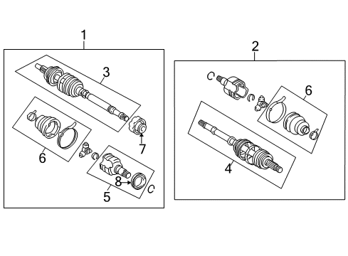 2001 Toyota Echo Drive Axles - Front Diagram