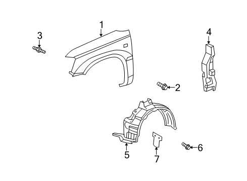 2007 Toyota Highlander Fender Liner, Passenger Side Diagram for 53805-48051