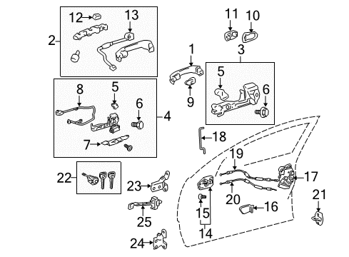 2012 Toyota Avalon Front Door - Lock & Hardware Diagram
