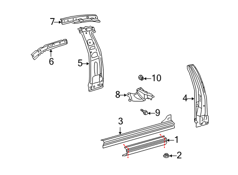 2001 Toyota Echo Center Pillar & Rocker Diagram