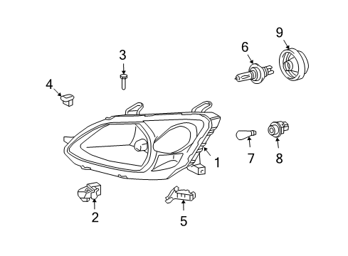 2004 Toyota Echo Headlamp Components Diagram