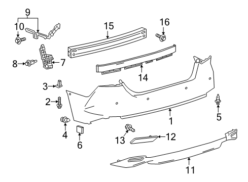 2018 Toyota Camry Bumper & Components - Rear Diagram 3 - Thumbnail