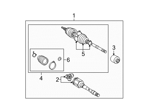 2009 Toyota Highlander Drive Axles - Front Diagram