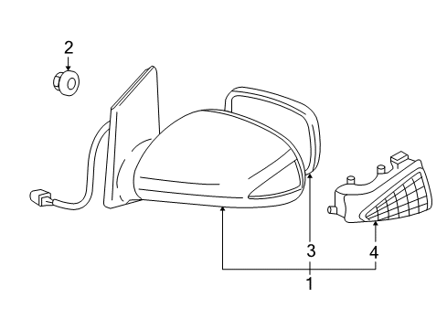 2006 Scion xA Outside Mirrors Diagram