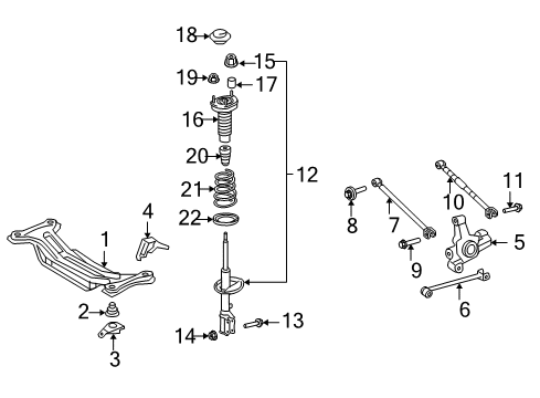 2010 Toyota Camry Rear Suspension Components Diagram 2 - Thumbnail