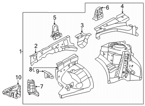 2020 Toyota Mirai Structural Components & Rails Diagram
