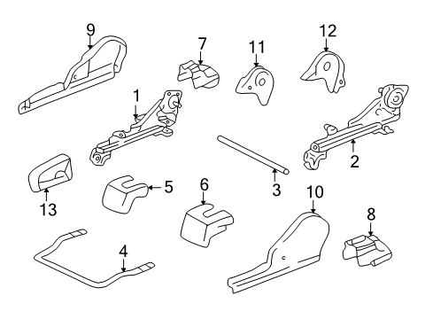 2001 Toyota Tundra Track Cover, Inner Passenger Side Diagram for 71861-0C020-B1
