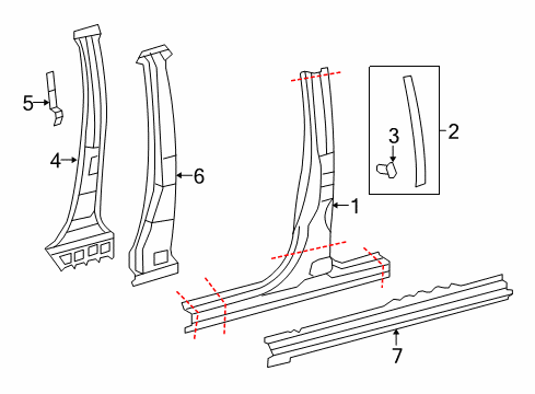 2019 Toyota Tundra Center Pillar & Rocker Diagram