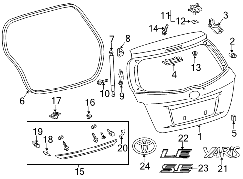2012 Toyota Yaris Exterior Trim - Lift Gate Diagram