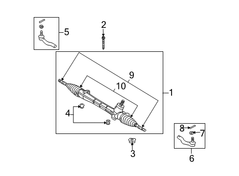 2008 Scion xB Outer Tie Rod, Driver Side Diagram for 45047-19215