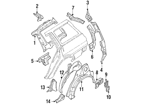1990 Toyota Corolla Inner Components - Quarter Panel Diagram 2 - Thumbnail