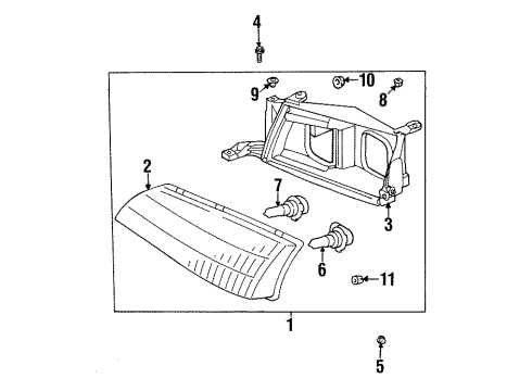 1995 Toyota Avalon Composite Headlamp, Driver Side Diagram for 81170-07010