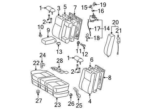 2005 Toyota Camry Headrest Guide, Dark Gray, Driver Side Diagram for 71956-02040-B1