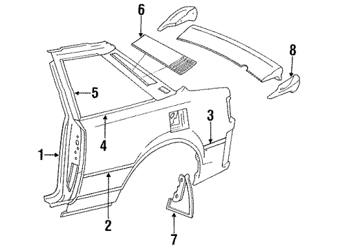 1988 Toyota Celica Exterior Trim - Quarter Panel Diagram