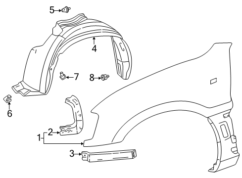 2000 Toyota RAV4 Fender & Components Diagram