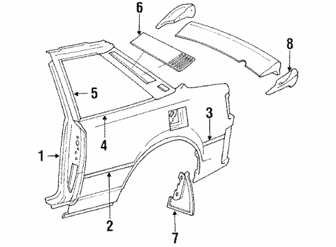1986 Toyota Celica Exterior Trim - Quarter Panel Diagram