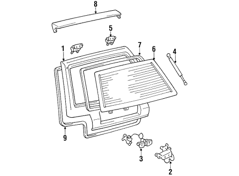 1987 Toyota Corolla Glass - Lift Gate Diagram