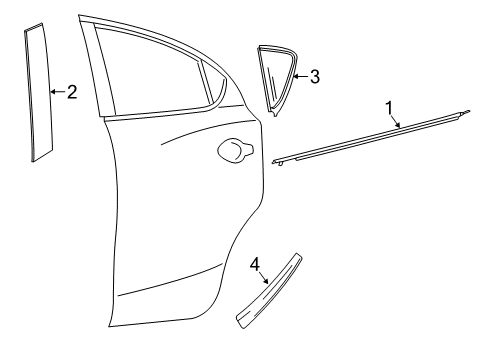 2018 Toyota Yaris iA Exterior Trim - Rear Door Diagram