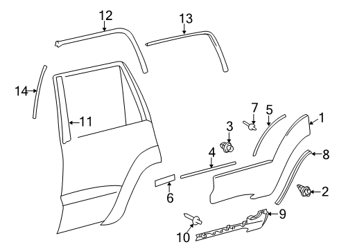 2003 Toyota 4Runner Exterior Trim - Rear Door Diagram