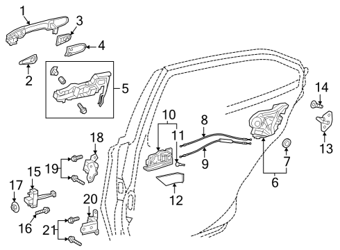 2025 Toyota Grand Highlander Handle Assembly, Door, Outside Diagram for 69210-0E270-B4