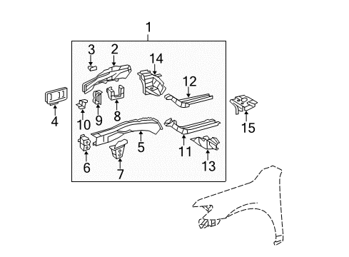 2008 Toyota Camry Structural Components & Rails Diagram 8 - Thumbnail