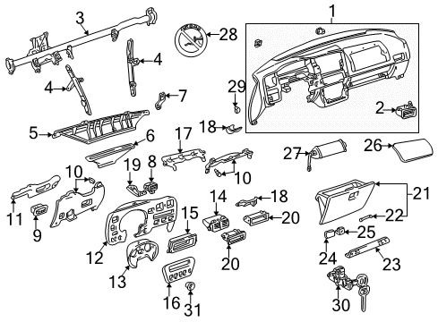 2000 Toyota RAV4 Instrument Panel Diagram