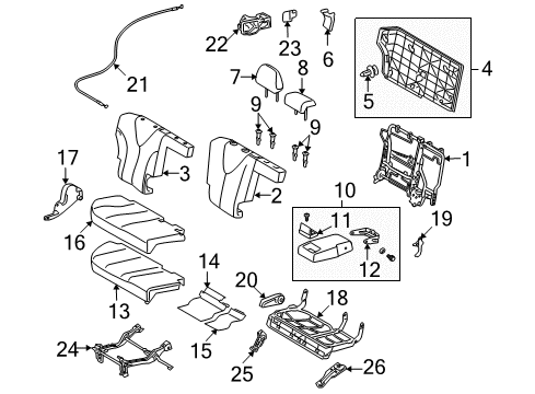 2014 Toyota Venza Rear Seat Components Diagram