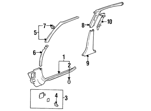 1993 Toyota Corolla Interior Trim - Pillars Diagram