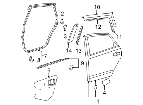 2005 Toyota Prius Exterior Trim - Rear Door Diagram