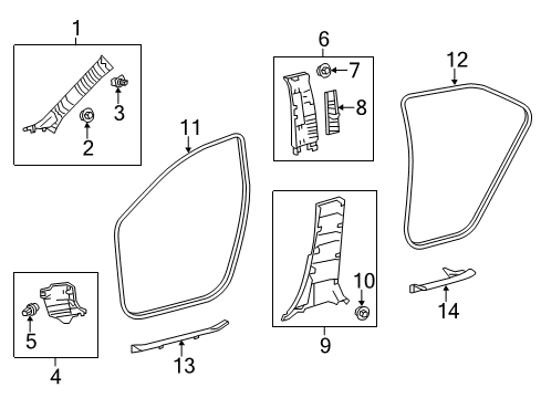 2017 Toyota Corolla Interior Trim - Pillars Diagram