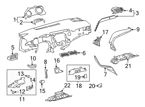 2018 Toyota Camry Instrument Panel Components Diagram 2 - Thumbnail