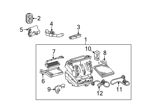 2011 Toyota Matrix A/C Evaporator & Heater Components Diagram