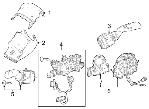 2024 Toyota Prius Prime Shroud, Switches & Levers Diagram