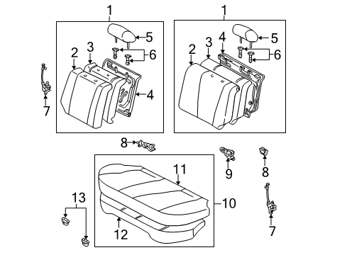 2001 Toyota Corolla Rear Seat Components Diagram 4 - Thumbnail