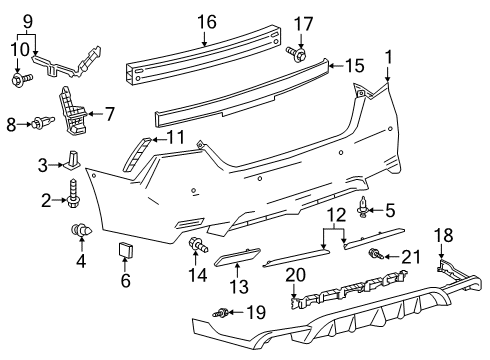 2018 Toyota Camry Bumper & Components - Rear Diagram 4 - Thumbnail
