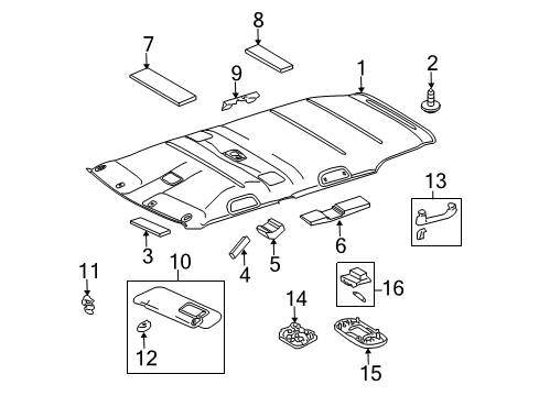2013 Scion xB Interior Trim - Roof Diagram