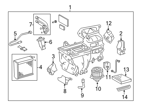 2008 Toyota Corolla A/C Evaporator Components Diagram