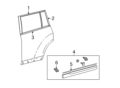 2010 Toyota Highlander Exterior Trim - Rear Door Diagram 2 - Thumbnail