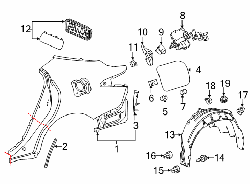 2022 Toyota Camry Duct Assembly, Quarter Vent Diagram for 62940-AQ020