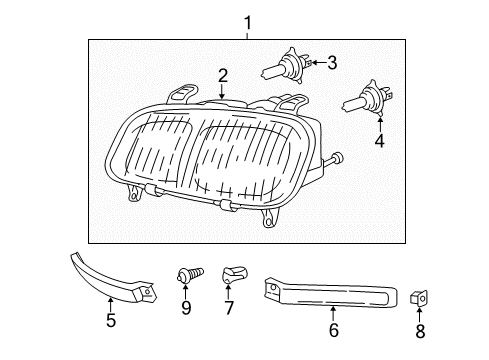 2000 Toyota RAV4 Headlamp Components Diagram