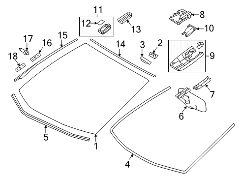 2024 Toyota Prius Prime Glass - Windshield Diagram