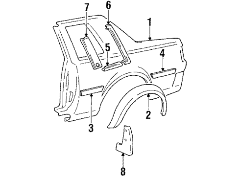 1984 Toyota Celica Outer Components - Quarter Panel Diagram 2 - Thumbnail