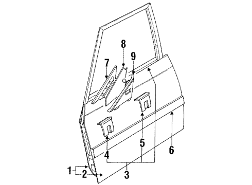 1990 Toyota Corolla Door & Components Diagram 3 - Thumbnail