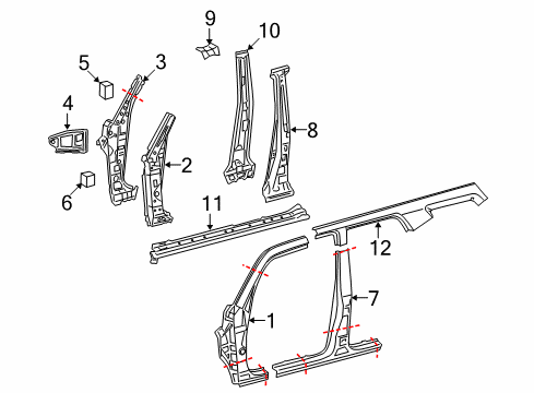 2024 Toyota 4Runner Center Pillar & Rocker Diagram