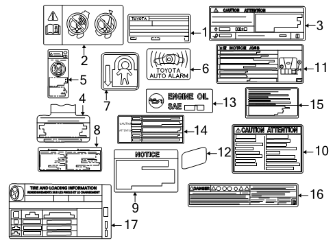 2018 Toyota Camry Info Label Diagram for 11285-F0010
