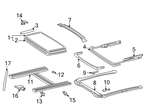 2001 Toyota Camry Block, Sliding Roof Guide, Driver Side Diagram for 63626-33030